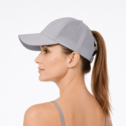 Women's baseball cap featuring a ponytail opening and adjustable fit, made from durable polyamide for active lifestyles. 8