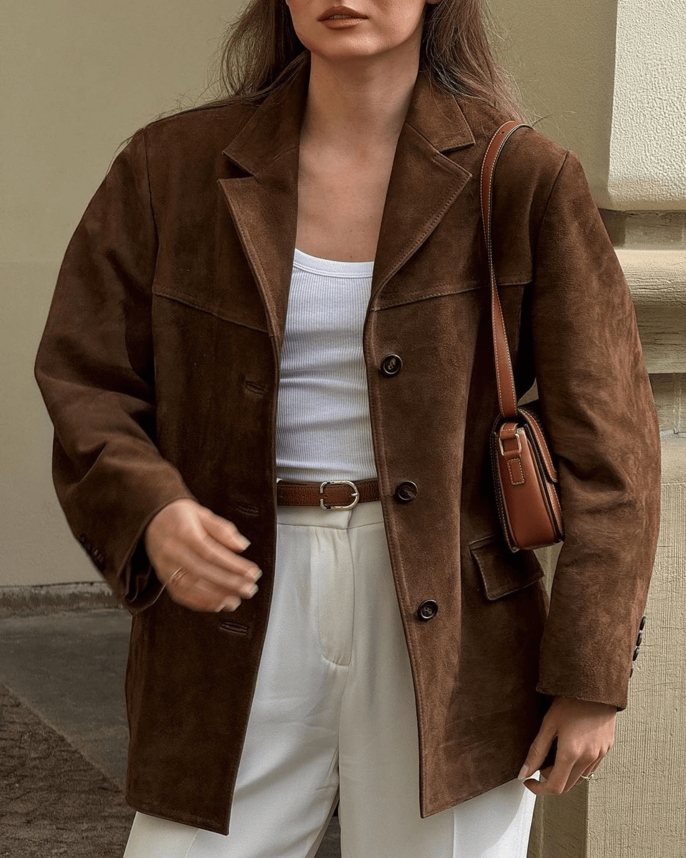 Women's tailored fit blazer in soft suede look, perfect for versatile office and casual wear, showcasing a chic and modern design. 3