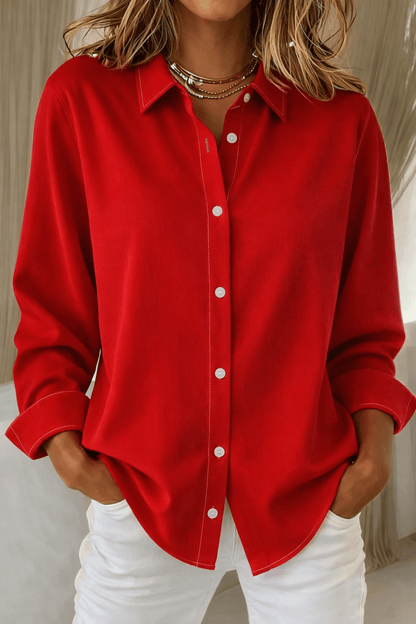 Women's minimalist long sleeve blouse with button closure, perfect for summer, available in plus sizes from S to 5XL. 2