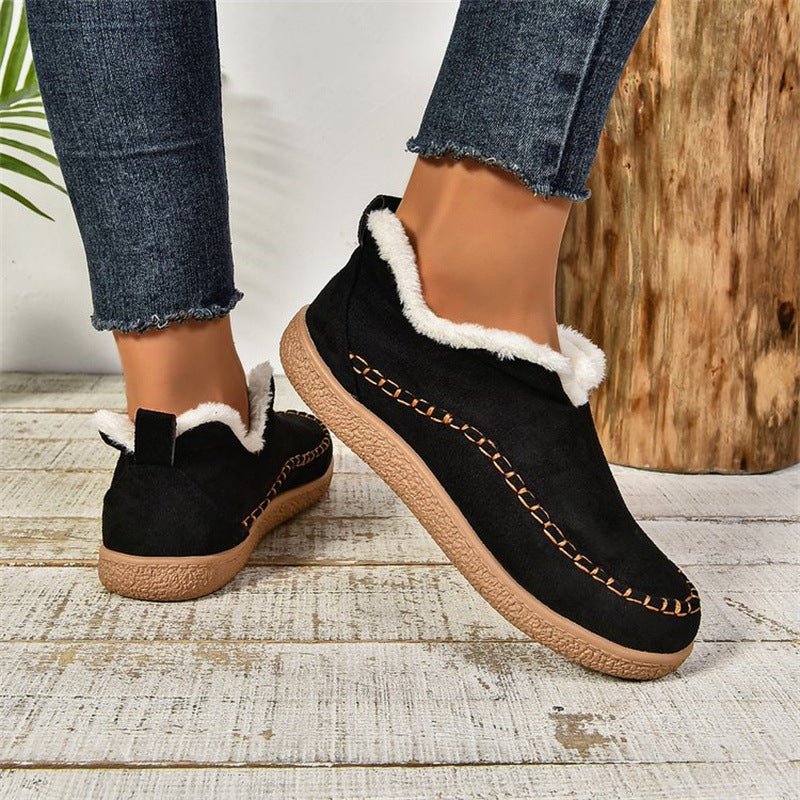 Women's slip-on ankle-high boots featuring a stylish textured sole, perfect for casual everyday wear. 0