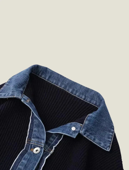 Women's black cardigan featuring a button-front design and collared neckline, crafted from soft knit fabric for comfort and style. 2