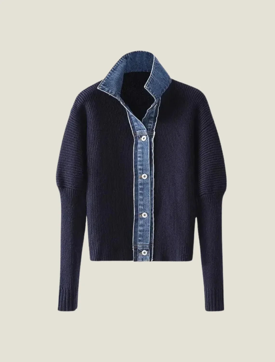 Women's black cardigan featuring a button-front design and collared neckline, crafted from soft knit fabric for comfort and style. 0