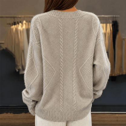 Women's cardigan featuring a stylish V-neck design, crafted from a soft wool-blend fabric, perfect for cozy layering in any season. 3