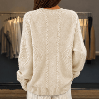 Women's cardigan featuring a stylish V-neck design, crafted from a soft wool-blend fabric, perfect for cozy layering in any season. 5