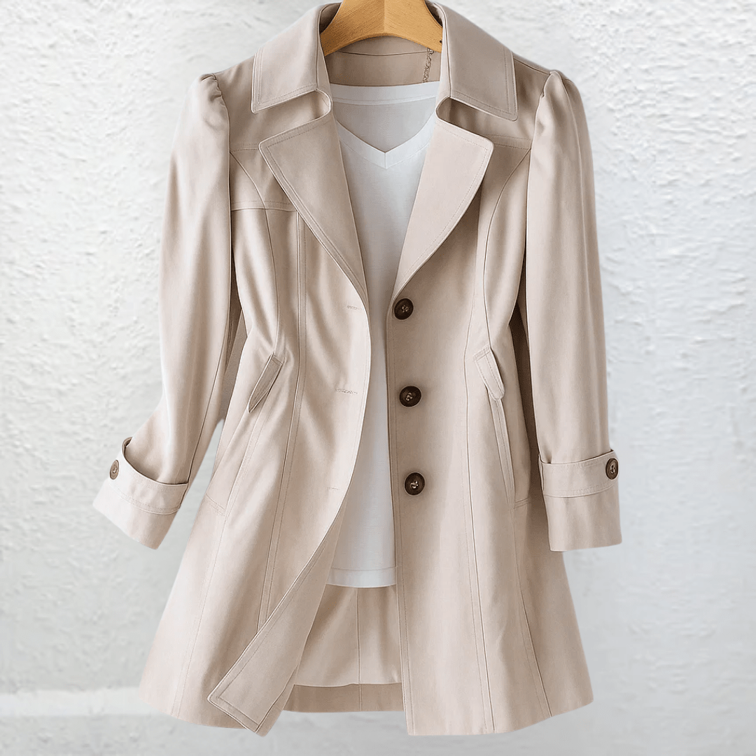 Women's lightweight fabric coat with a tailored cut, featuring an elegant vintage summer style, perfect for warm-weather occasions. 0