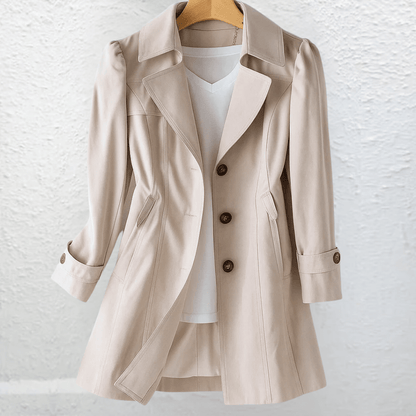 Women's lightweight fabric coat with a tailored cut, featuring an elegant vintage summer style, perfect for warm-weather occasions. 0