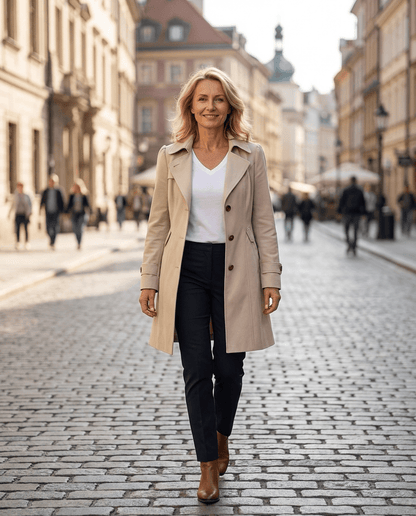 Women's lightweight fabric coat with a tailored cut, featuring an elegant vintage summer style, perfect for warm-weather occasions. 1