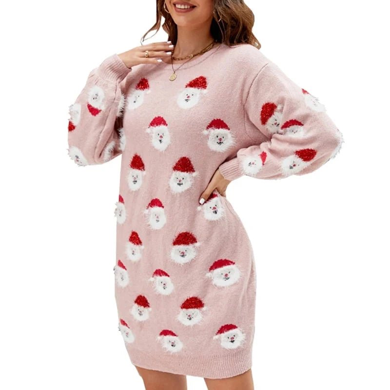 Women's turtleneck knit jumper featuring a festive Christmas pattern, made from warm polyester-cotton blend, perfect for winter wear. 0