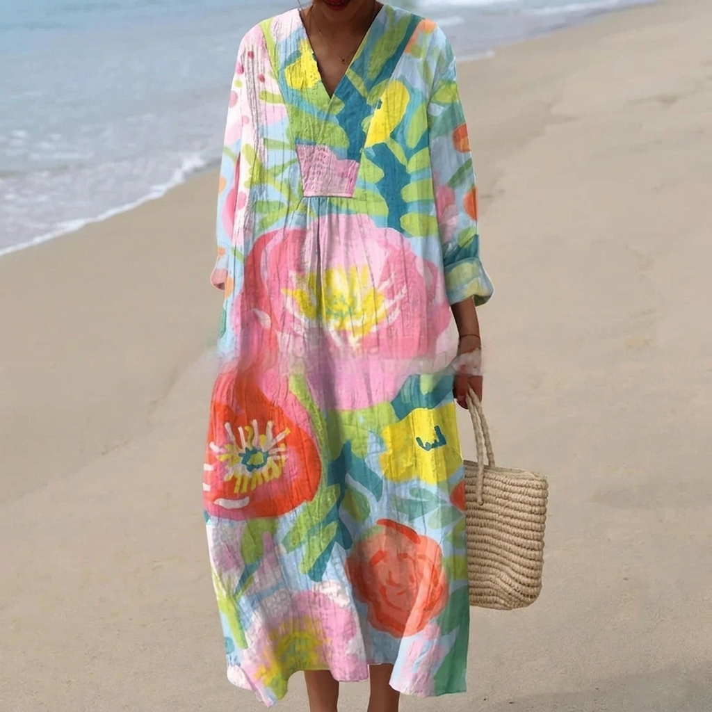 Elegant women's mid-length dress with a chic loose fit, perfect for summer and formal occasions, featuring a stylish design and comfortable fabric. 8
