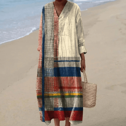 Elegant women's mid-length dress with a chic loose fit, perfect for summer and formal occasions, featuring a stylish design and comfortable fabric. 7