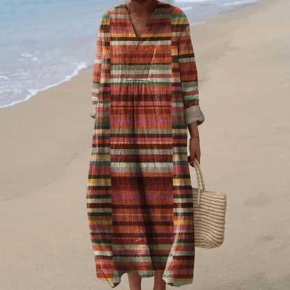 Elegant women's mid-length dress with a chic loose fit, perfect for summer and formal occasions, featuring a stylish design and comfortable fabric. 1