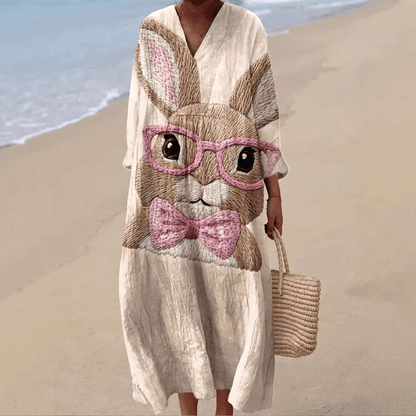 Elegant women's mid-length dress with a chic loose fit, perfect for summer and formal occasions, featuring a stylish design and comfortable fabric. 0