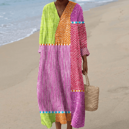 Elegant women's mid-length dress with a chic loose fit, perfect for summer and formal occasions, featuring a stylish design and comfortable fabric. 4