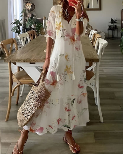 Lightweight summer boho style women's dress featuring a flowy fit and stylish tassel details, perfect for warm weather outings. 5