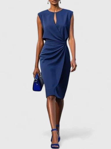 Elegant women's dress featuring a sleek cut, perfect for wedding guests, cocktail parties, and formal events. 1