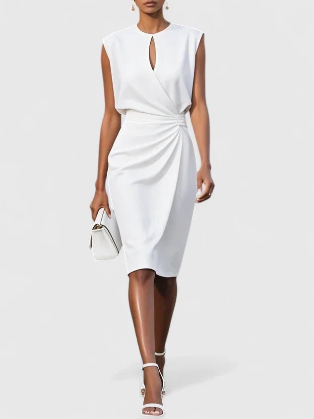Elegant women's dress featuring a sleek cut, perfect for wedding guests, cocktail parties, and formal events. 6