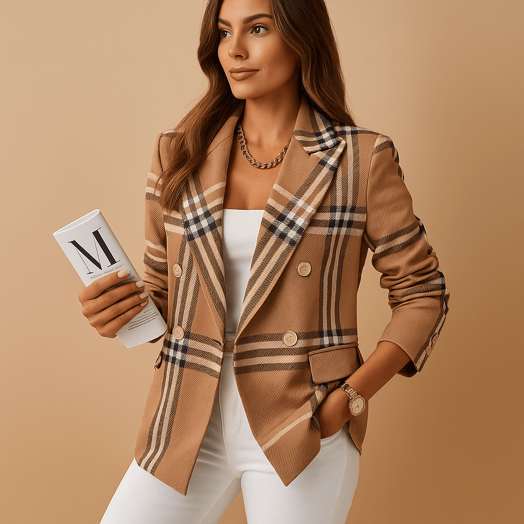 Elegant black women's fitted blazer featuring functional pockets, perfect for professional and stylish outfits in classic shades. 0