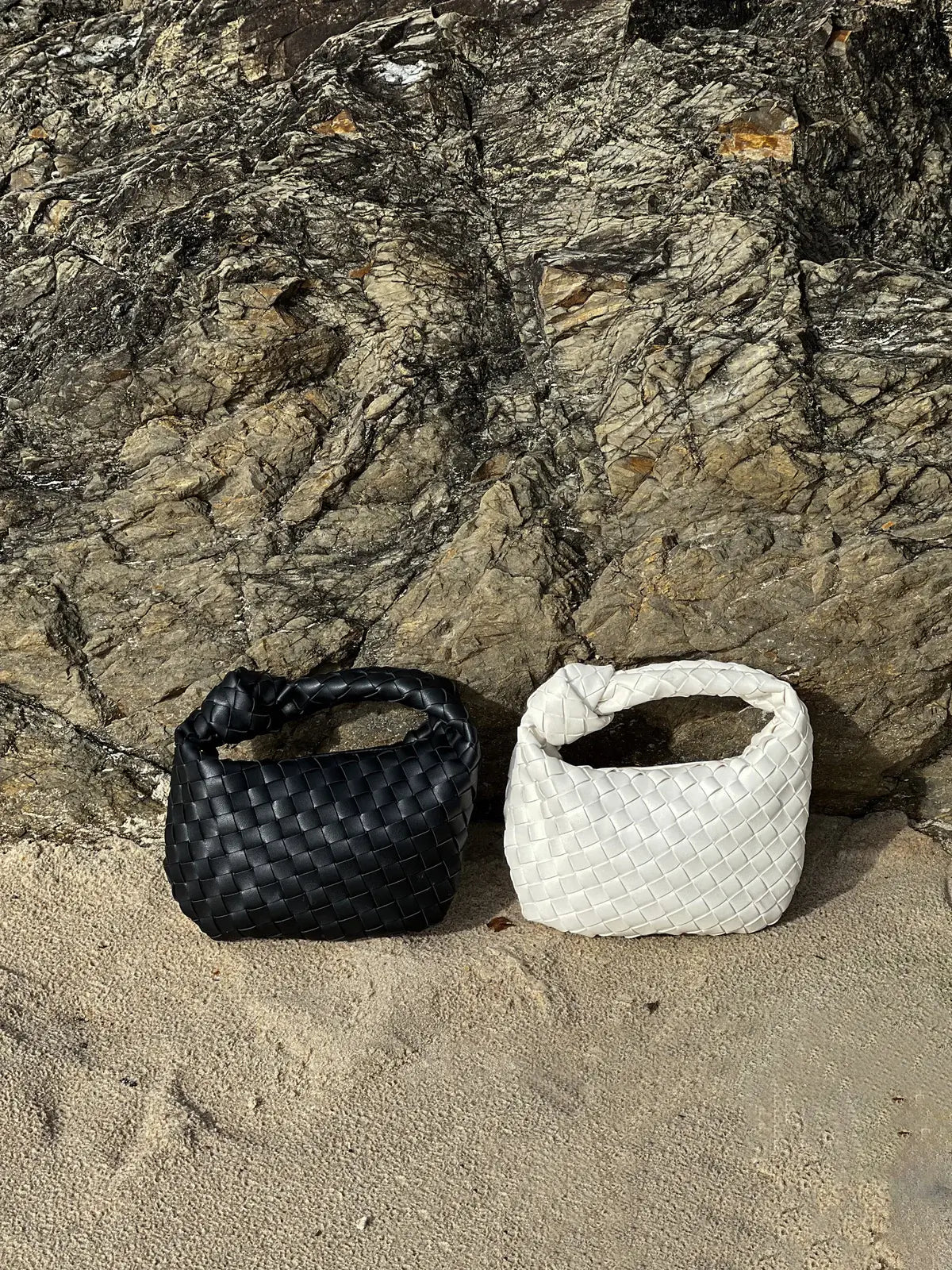 Women's vegan leather handbag featuring a stylish woven grid design, perfect for adding elegance and practicality to any outfit or occasion. 3