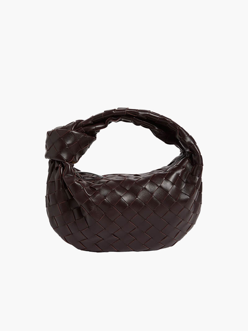 Women's vegan leather handbag featuring a stylish woven grid design, perfect for adding elegance and practicality to any outfit or occasion. 10