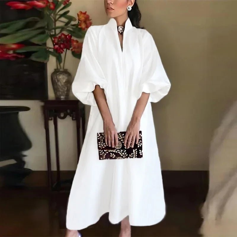 Women's high neck maxi dress with a relaxed fit, featuring a sleeveless elegant design perfect for summer and formal occasions. 0