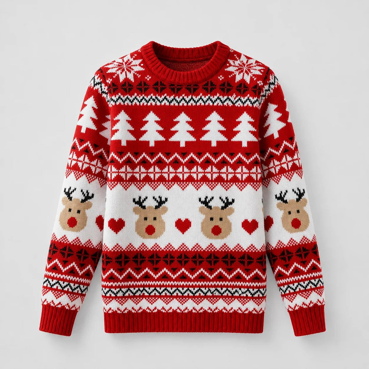 Women's cozy knitted jumper featuring a stylish animal print design, perfect for winter wear with a comfortable crew neck. 2