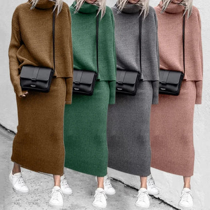 Women's knit top and maxi skirt co-ord set made from soft stretch fabric, featuring a relaxed fit for comfortable all-day wear. 6