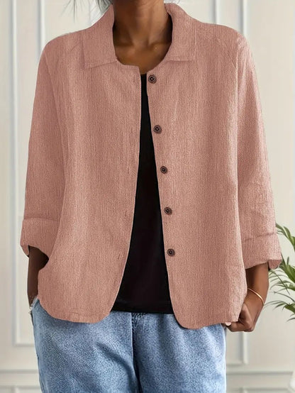 Women's lightweight button front jacket in various colors, perfect for summer layering, featuring a casual design for versatile styling. 1