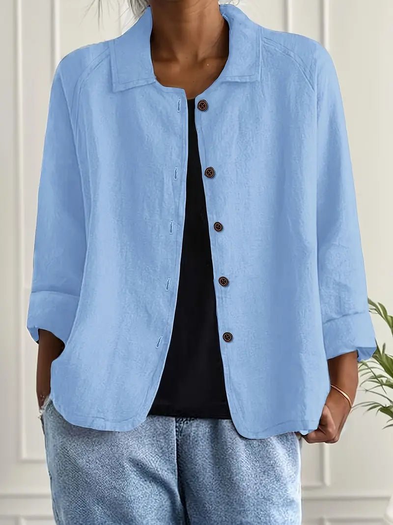 Women's lightweight button front jacket in various colors, perfect for summer layering, featuring a casual design for versatile styling. 0