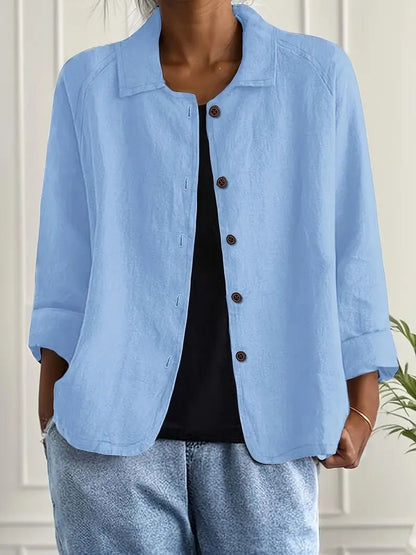 Women's lightweight button front jacket in various colors, perfect for summer layering, featuring a casual design for versatile styling. 0