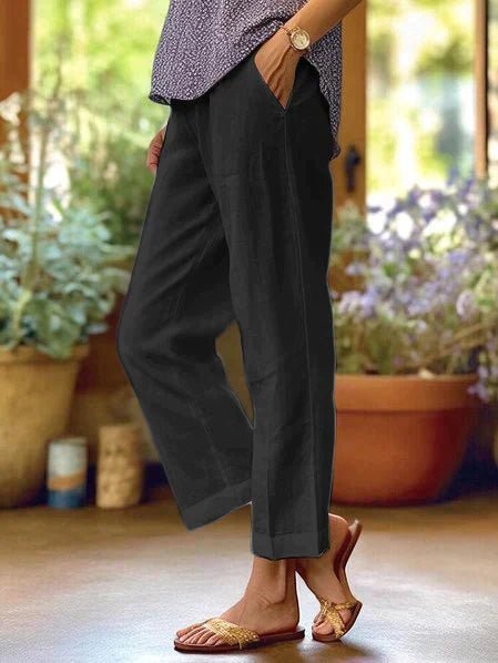 Women's Linen Pants with Relaxed Fit – Lightweight White Linen Summer Pants for Comfort and Versatile Styling 1