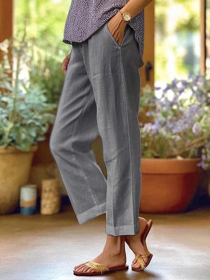 Women's Linen Pants with Relaxed Fit – Lightweight White Linen Summer Pants for Comfort and Versatile Styling 2