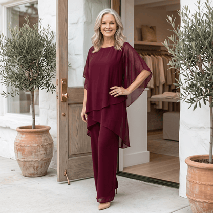 Women's loungewear set featuring a two-piece palazzo design, crafted from lightweight breathable fabric for a relaxed fit, perfect for comfortable lounging or casual 3