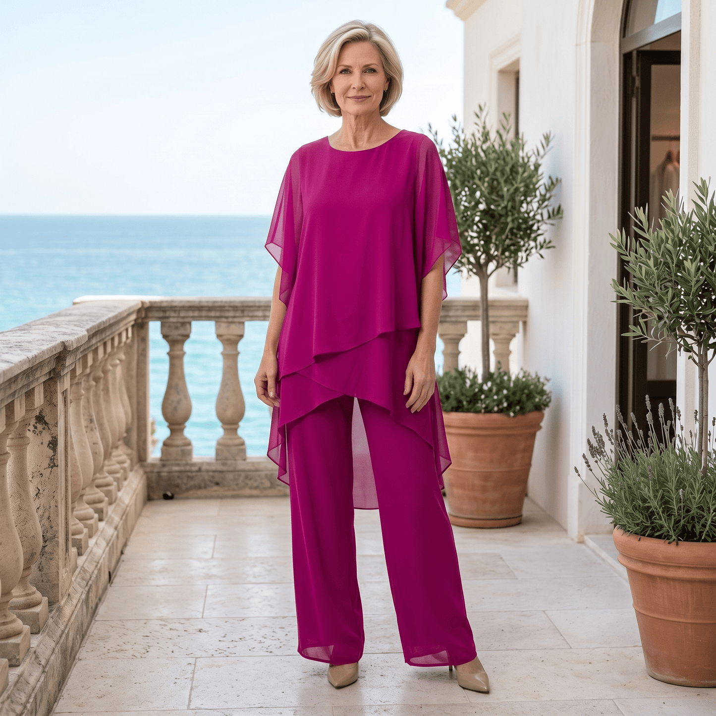 Women's loungewear set featuring a two-piece palazzo design, crafted from lightweight breathable fabric for a relaxed fit, perfect for comfortable lounging or casual 2