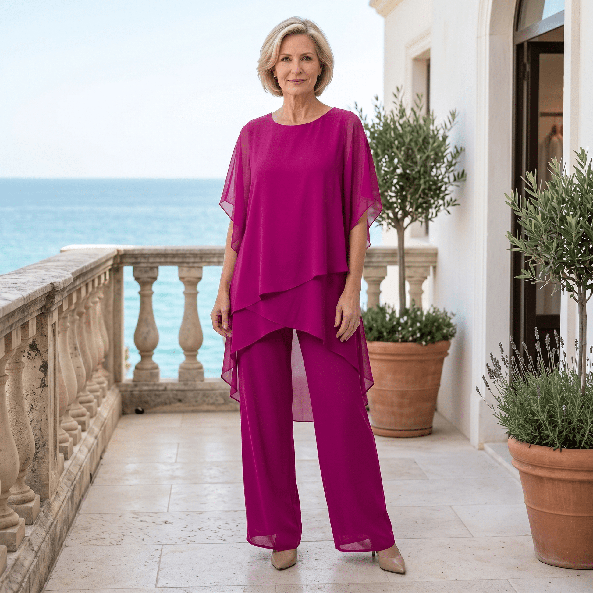Women's loungewear set featuring a two-piece palazzo design, crafted from lightweight breathable fabric for a relaxed fit, perfect for comfortable lounging or casual 2