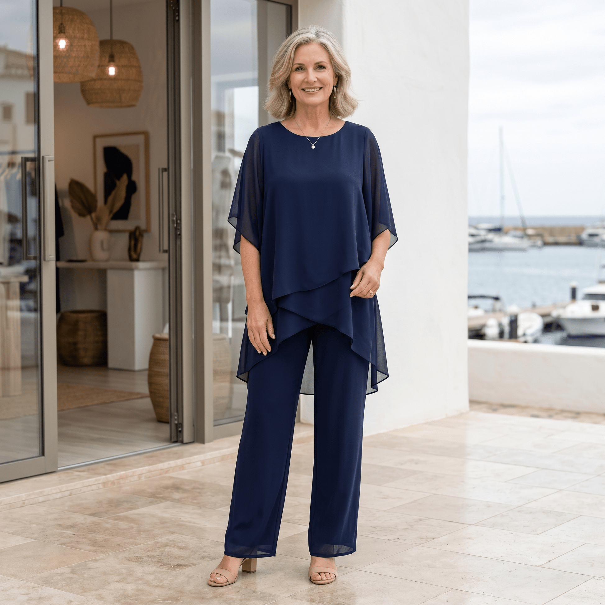 Women's loungewear set featuring a two-piece palazzo design, crafted from lightweight breathable fabric for a relaxed fit, perfect for comfortable lounging or casual 0