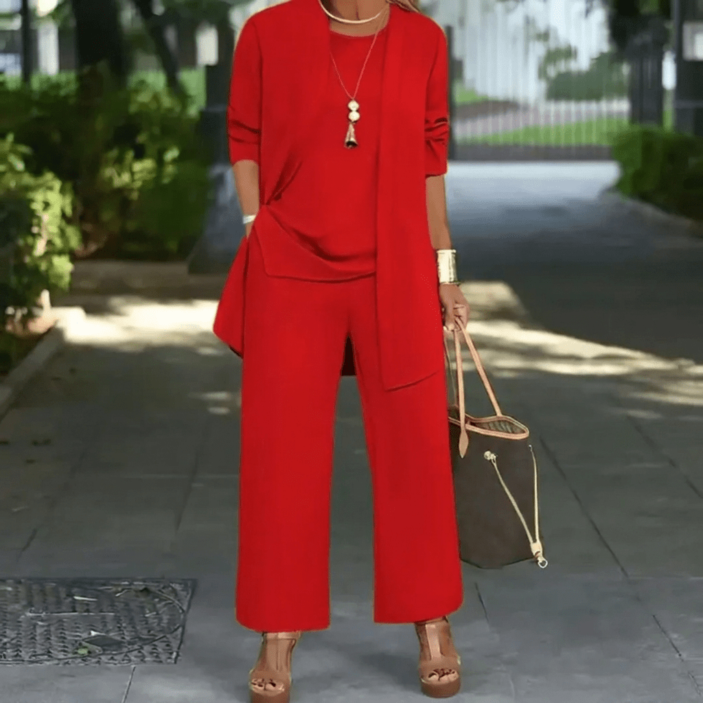 Women's loungewear set featuring wide leg pants and a stylish cardigan jacket, perfect for everyday comfort and chic layering. 9
