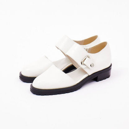 Women's low heel shoes featuring a stylish square toe and chic buckle detail, perfect for elegant casual wear. 2