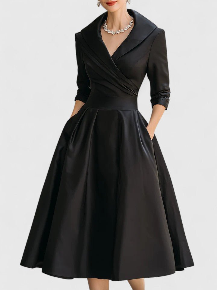 Womens Midi Dress with Discreet Pockets – Elegant Versatile Formal Dress for Wedding Guest and Special Occasions 0