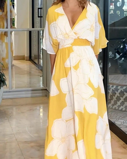 Womens Midi Dress with Floral Design – Elegant Summer Wedding Guest Dress for Formal Occasions 1