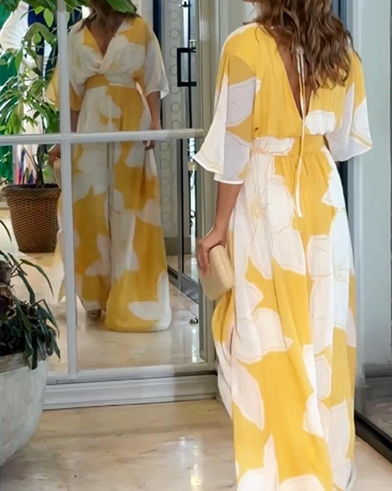 Womens Midi Dress with Floral Design – Elegant Summer Wedding Guest Dress for Formal Occasions 2