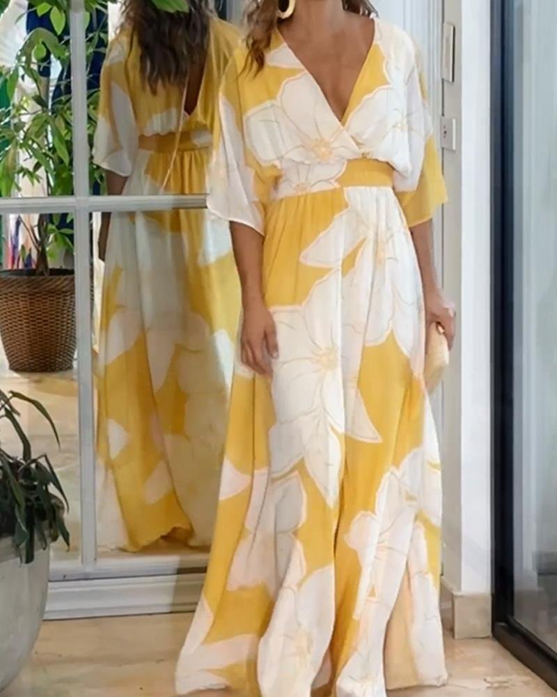 Womens Midi Dress with Floral Design – Elegant Summer Wedding Guest Dress for Formal Occasions 0