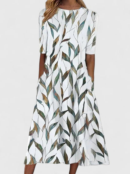 Womens Midi Dress with Floral Print and Stretchable Fabric – Easy Care Summer Style in Plus Size 1