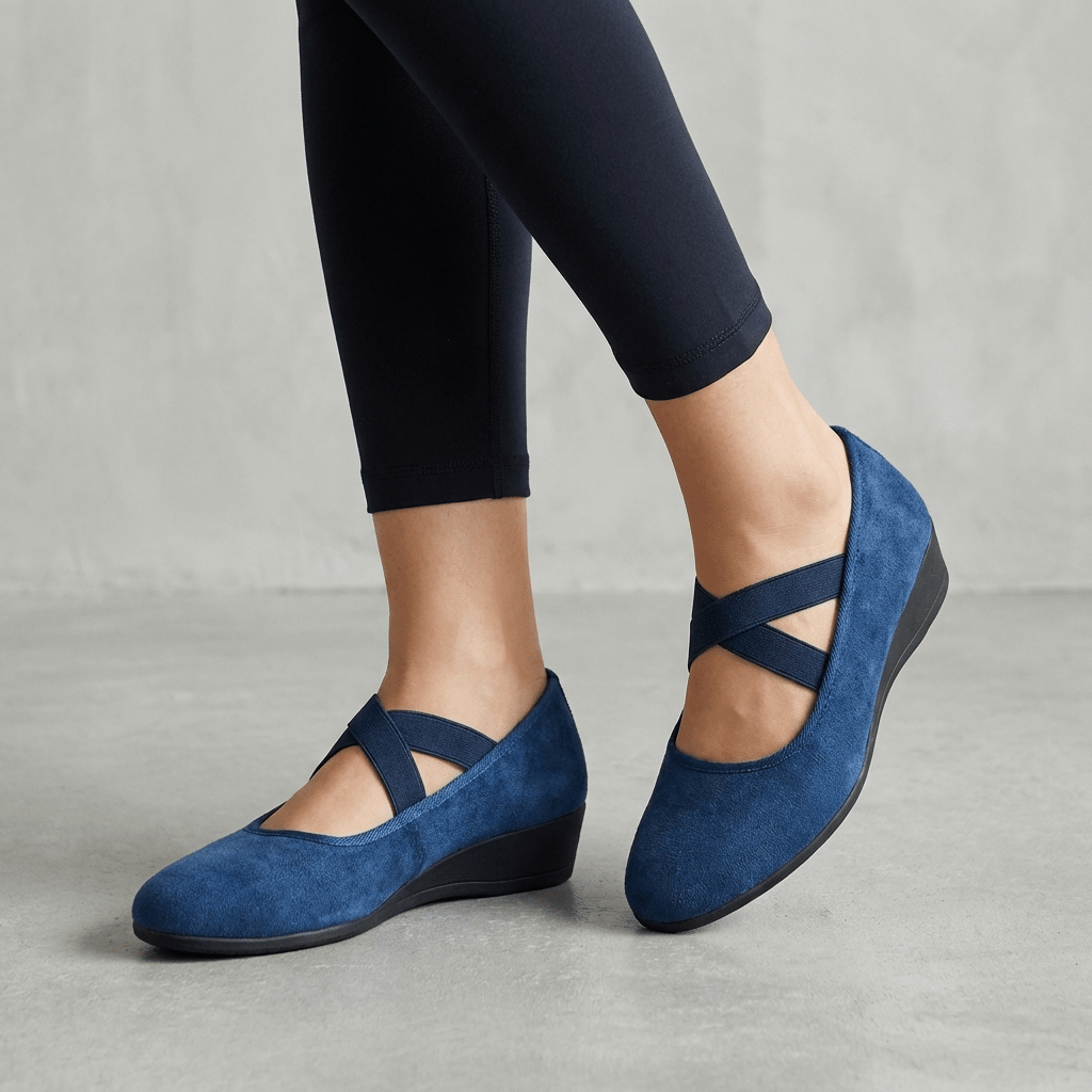 Women's orthopedic wedge flats featuring a stylish criss-cross strap design, perfect for summer comfort and support. 3