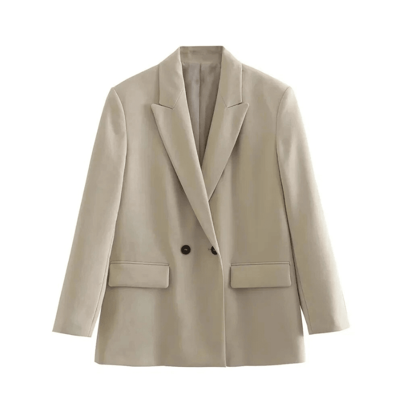 Women's oversized blazer in black and white, featuring a contemporary chic style perfect for versatile wear in any occasion. 0