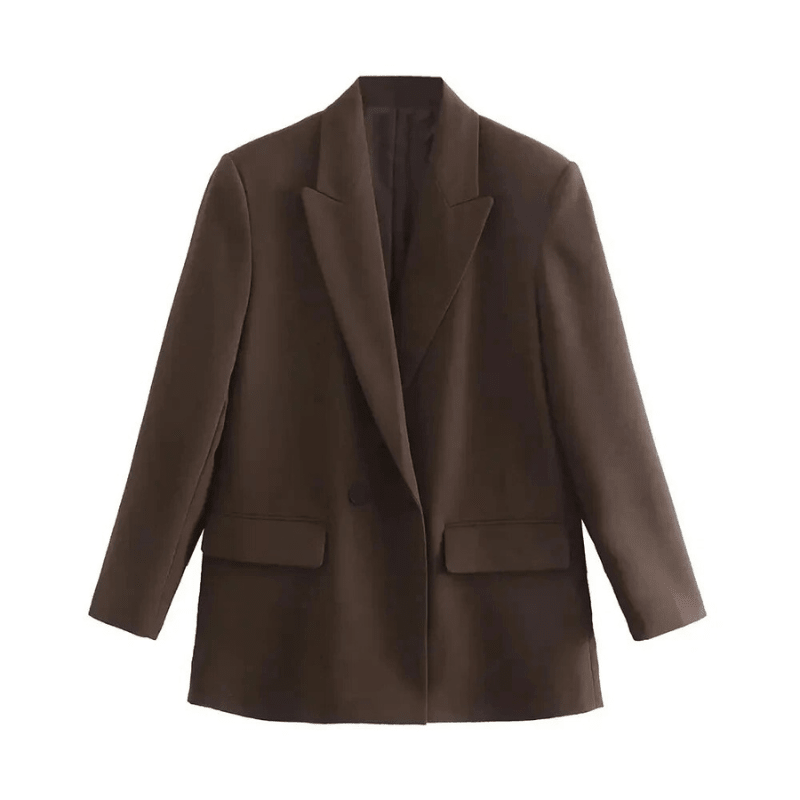 Women's oversized blazer in black and white, featuring a contemporary chic style perfect for versatile wear in any occasion. 3