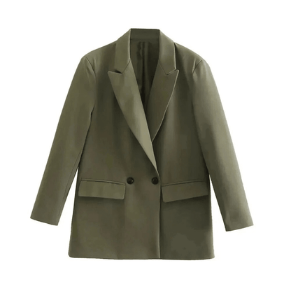 Women's oversized blazer in black and white, featuring a contemporary chic style perfect for versatile wear in any occasion. 4