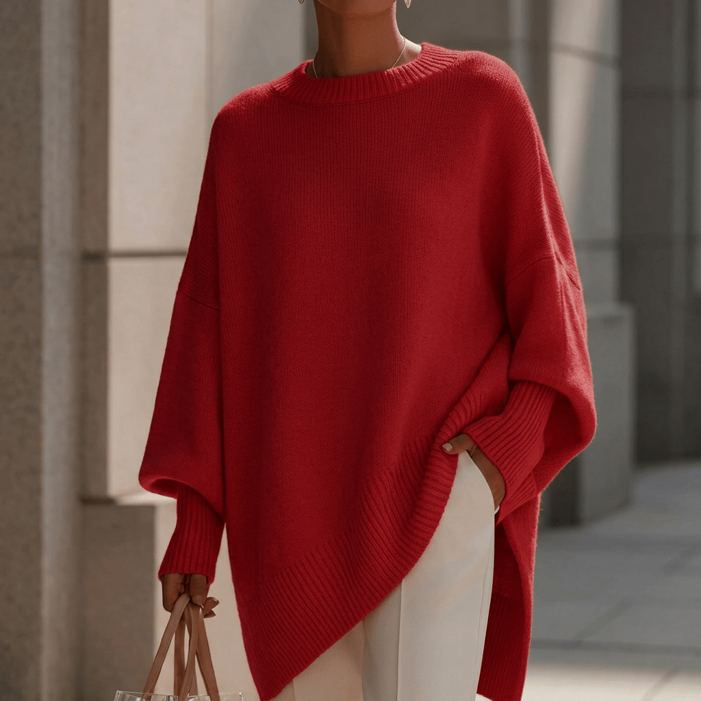 Women's oversized sweater featuring a thick knit design and round neckline, perfect for cozy casual wear in autumn and winter. 9