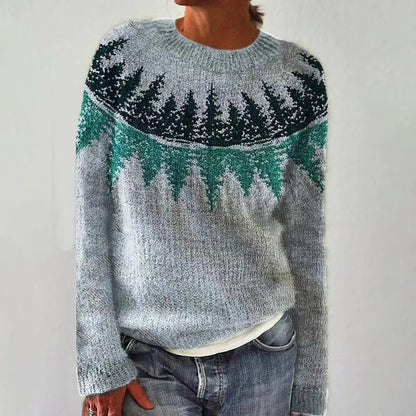 Women's oversized sweater featuring a wide boat neckline, cozy retro striped design, and soft knit fabric, perfect for casual and comfortable style. 7