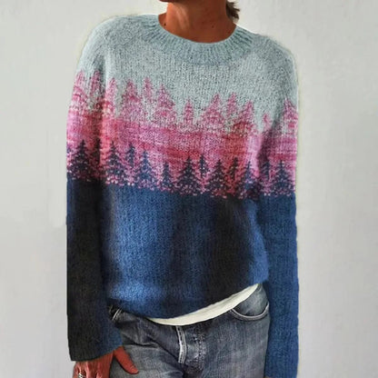 Women's oversized sweater featuring a wide boat neckline, cozy retro striped design, and soft knit fabric, perfect for casual and comfortable style. 8