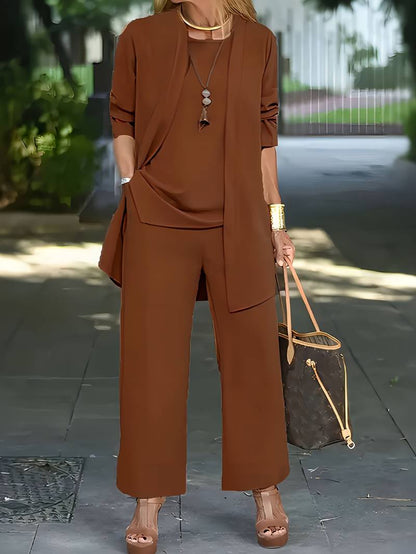 Women's Pant Set with Sleeveless Vest and Matching Top – Chic Versatile Outfit for Any Occasion 6